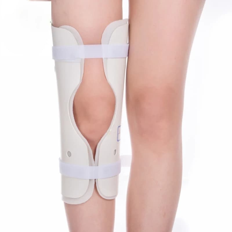 Stecca per ginocchio in PVC ispessito regolabile, manica immobilizzatore per ginocchio traspirante, protezione per il supporto articolare della gamba della rotula aperta