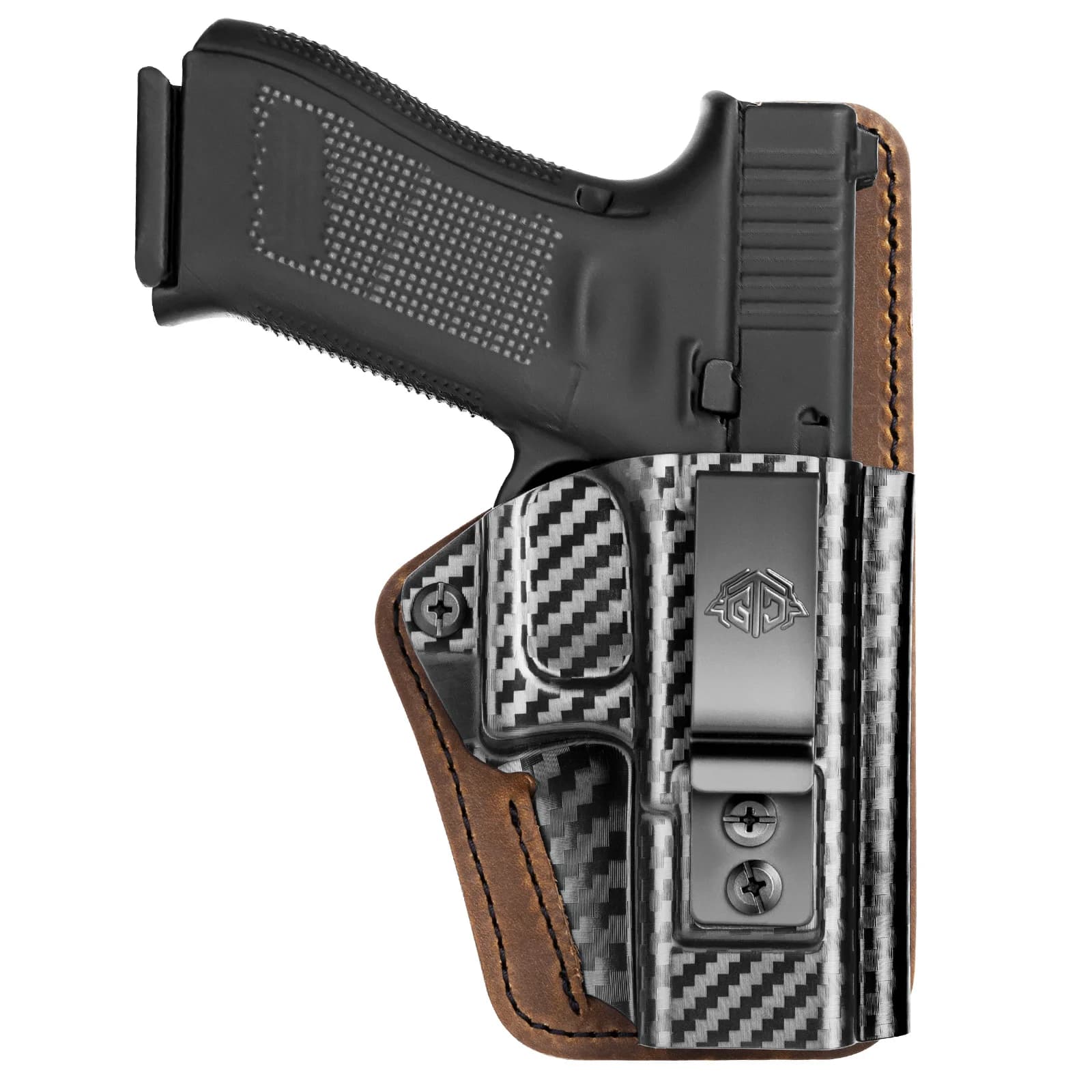 Fondina Kydex IWB for Glock 19 19X Gen G44/45 G23/32 with Adjustable Retention, in Premium Leather, for Hidden Transport Internal Belt