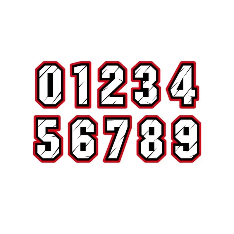 Car Stickers with Running Numbers 1 2 3 4 5 6 7 8 9 0, Motorcycle Helmet Accessories, Car Products, PVC Wall decal Sun Resistant and Waterproof