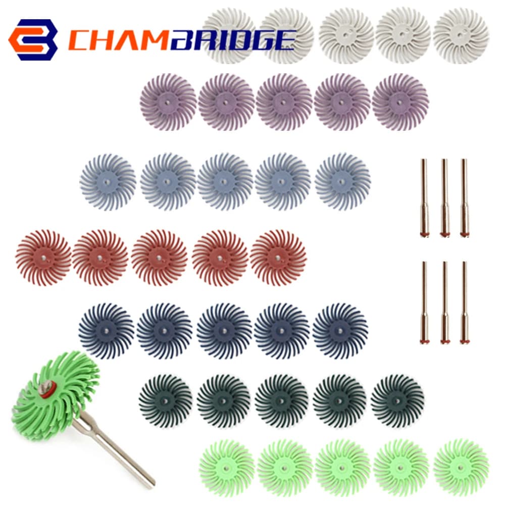 Kit disco a setole radiale da 1 pollice Spazzola abrasiva Gambo da 1/8 pollici 3/2.35mm Ruota lucidante per accessori per utensili rotanti Dremel