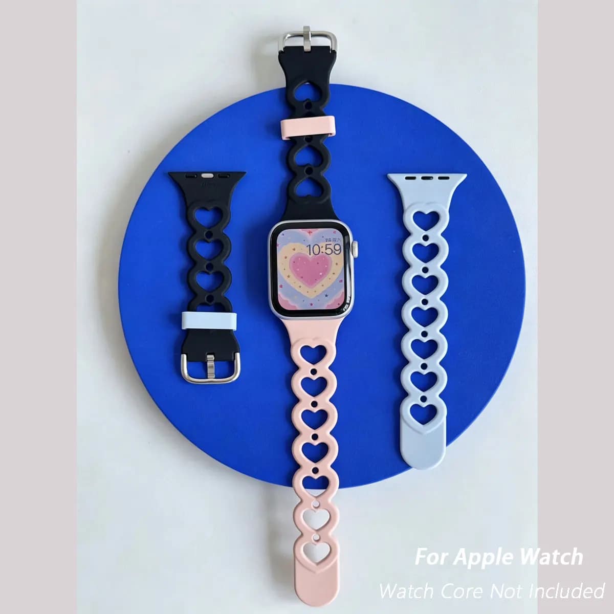 New Heart Silicone Watch Strap For Apple Watch S11 S10 S9 S8 7 6 5 4 Women Breathable Band For iWatch Series 49 46 45 44 43 42mm