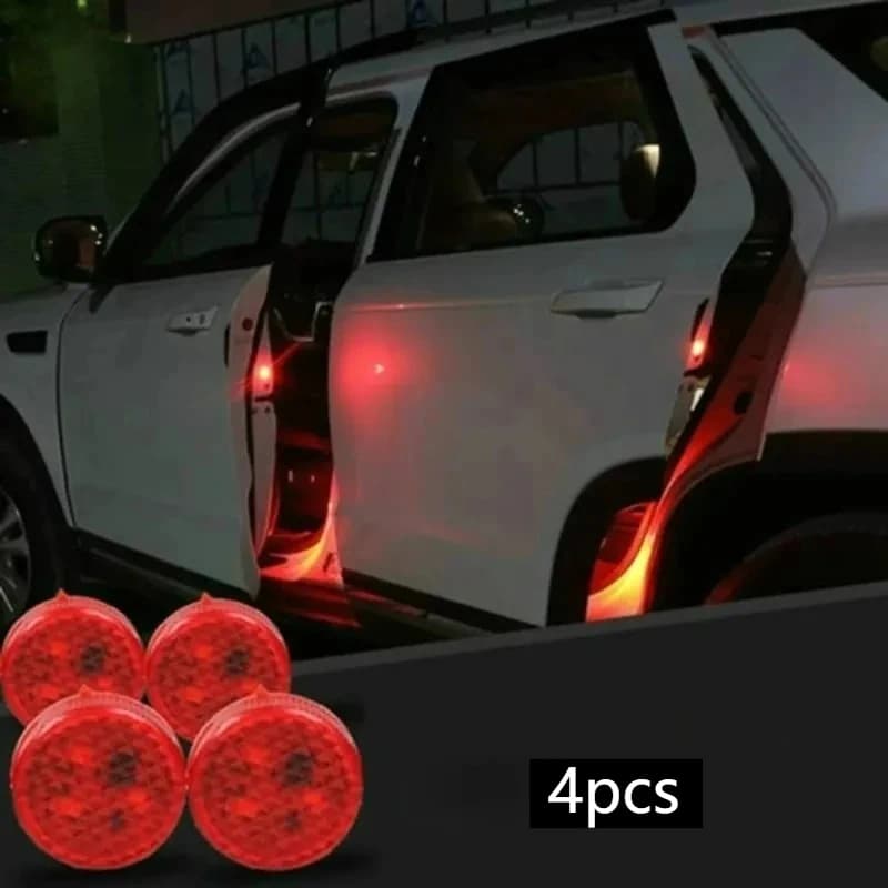4 pezzi di luce per portiera per auto, spia anti-collisione, flash rosso, lampada di allarme wireless, indicatore di direzione stroboscopico, luce di parcheggio