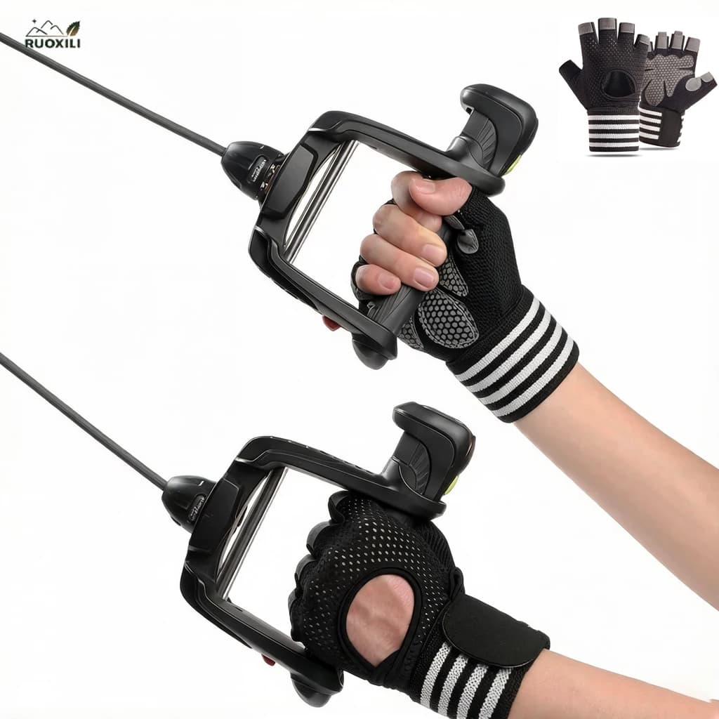 Guanti da sollevamento pesi con supporto per il polso, guanti da allenamento per uomo e donna, antiscivolo, traspiranti, in rete, per ciclismo, palestra, fitness, sport