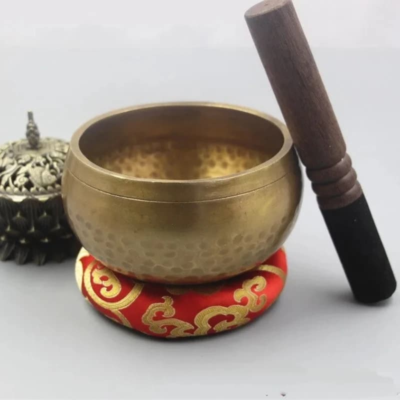 Handmade Buddha Tibet Bowl - Ritual Music Therapy Copper Chime & Tibetan Singing Bowl for Meditation and Relaxation