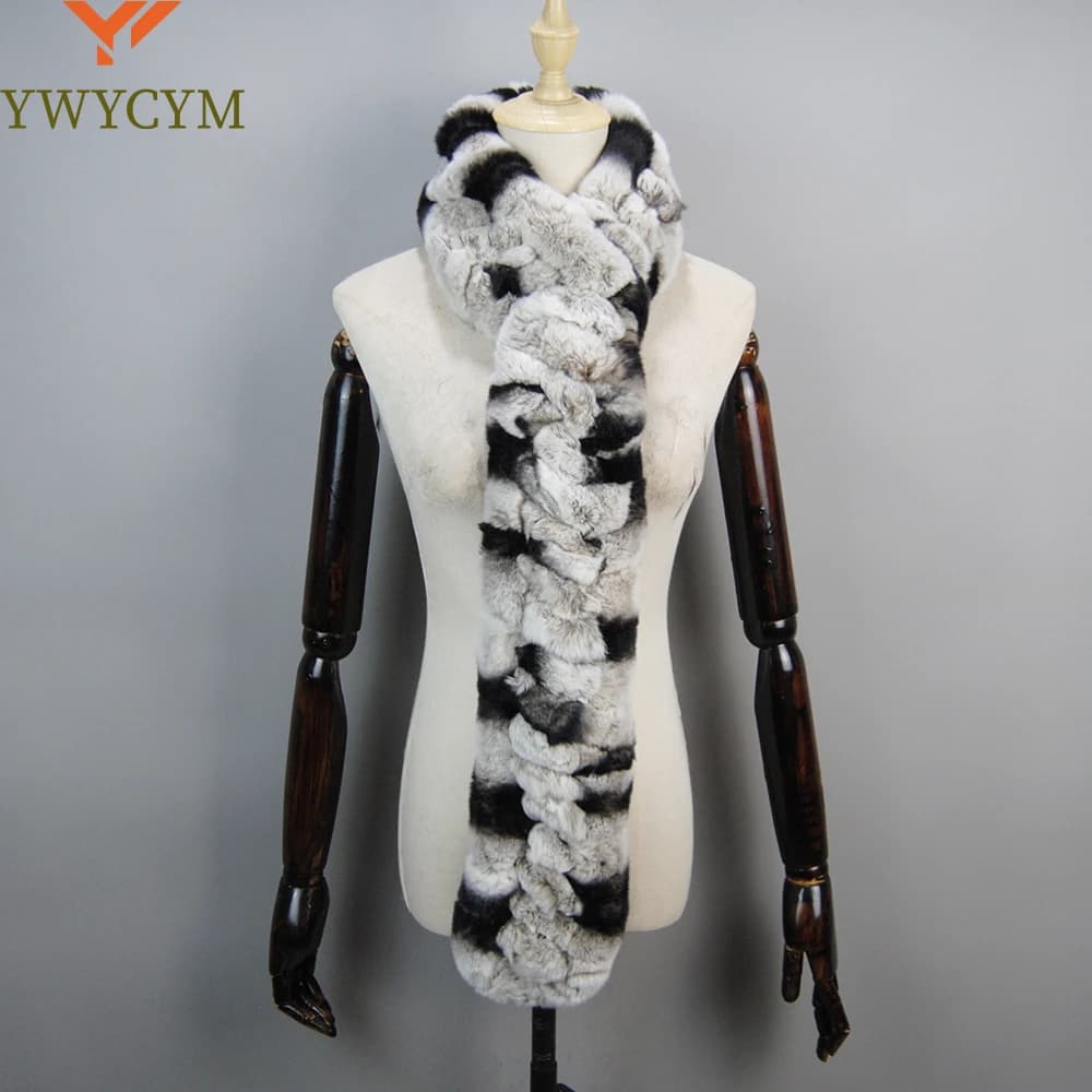Sciarpa di pelliccia di coniglio Rex reale lavorata a maglia da donna invernale Sciarpa di pelliccia di coniglio Rex stile lungo morbido naturale Sciarpa di pelliccia genuina al 100% calda da donna