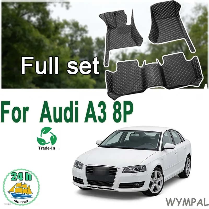 Tappetini Auto automobilistici personalizzati per Audi A3 8P 2008 2009 2010 Auto Luxury Leather uomo donna tappetini Auto copertura completa