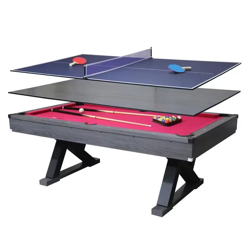 Tavolo da biliardo da biliardo 3 in 1, tavolo da gioco da biliardo da 6 piedi, con ping pong e tavolo da pranzo