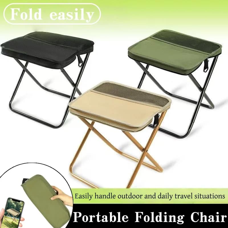 Sedia pieghevole portatile da esterno dotata di borsa a rete e borsa con cerniera, sedia da pesca con schienale adatta per campeggio e viaggi.