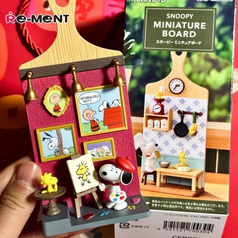 Re-Ment Peanuts Snoopy Blind Box - Scena in Miniatura, Ciondolo da Parete, Tagliere, Ciondolo a Tema Vita Quotidiana, Gioco Alimentare, Figurina da Collezione, Regalo