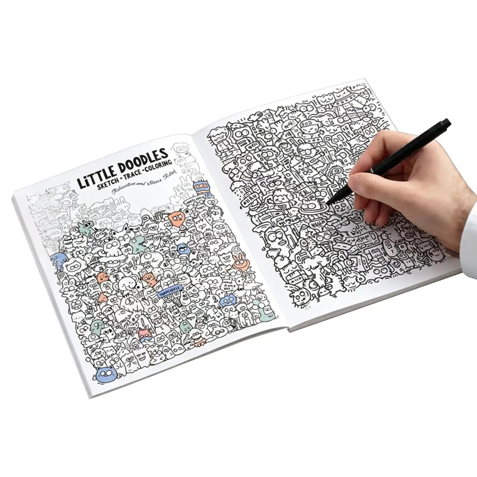 Little Doodles Adult Coloring & Tracing Book 30 Pages Relaxing Sketch Trace & Color Activity Book for Stress Relief