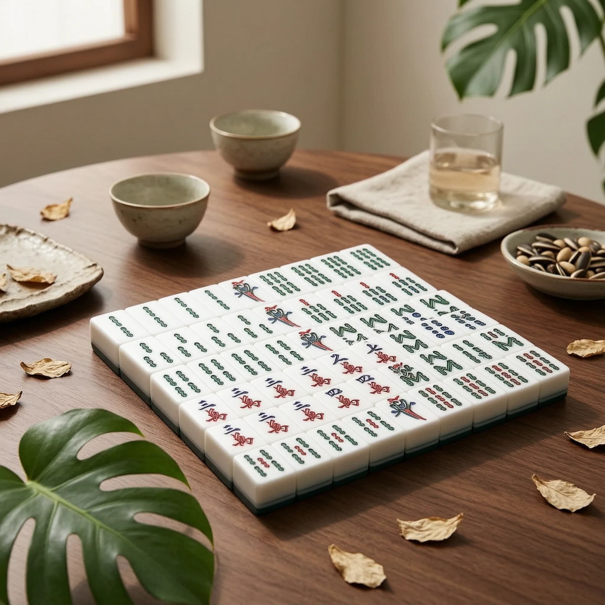 37-Size Mahjong Tiles Printed Faces Hong Hong Kong-Style Mahjong Set Tile Game Chinese Character, Bamboo, Dot Polished
