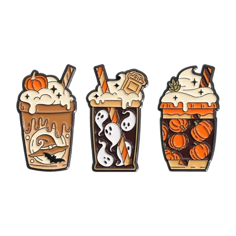 Halloween Ghost Pumpkin spille smaltate Creative Boo Witch Beer Ice Cream Cup spille per bottiglie zaino distintivo con risvolto accessori Punk