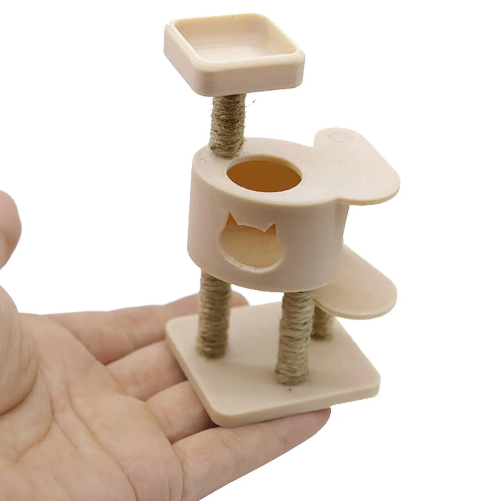 Albero per Gatti in Miniatura Scala 1:12, Struttura a Più Livelli in Plastica, Piccolo Arrampicabile per Gatti, Mini Ornamento per Mobili per Soggiorno di Case delle Bambole