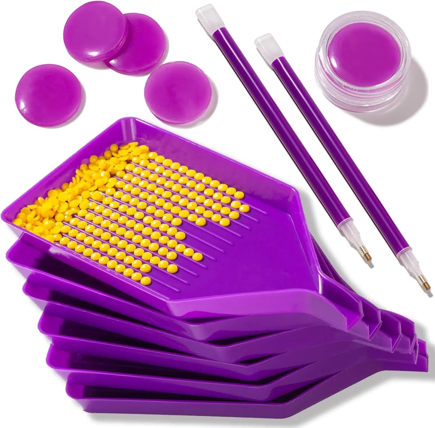 Set di 13 Accessori per Diamond Painting: Vassoi a V, Penna, Cera per Adulti