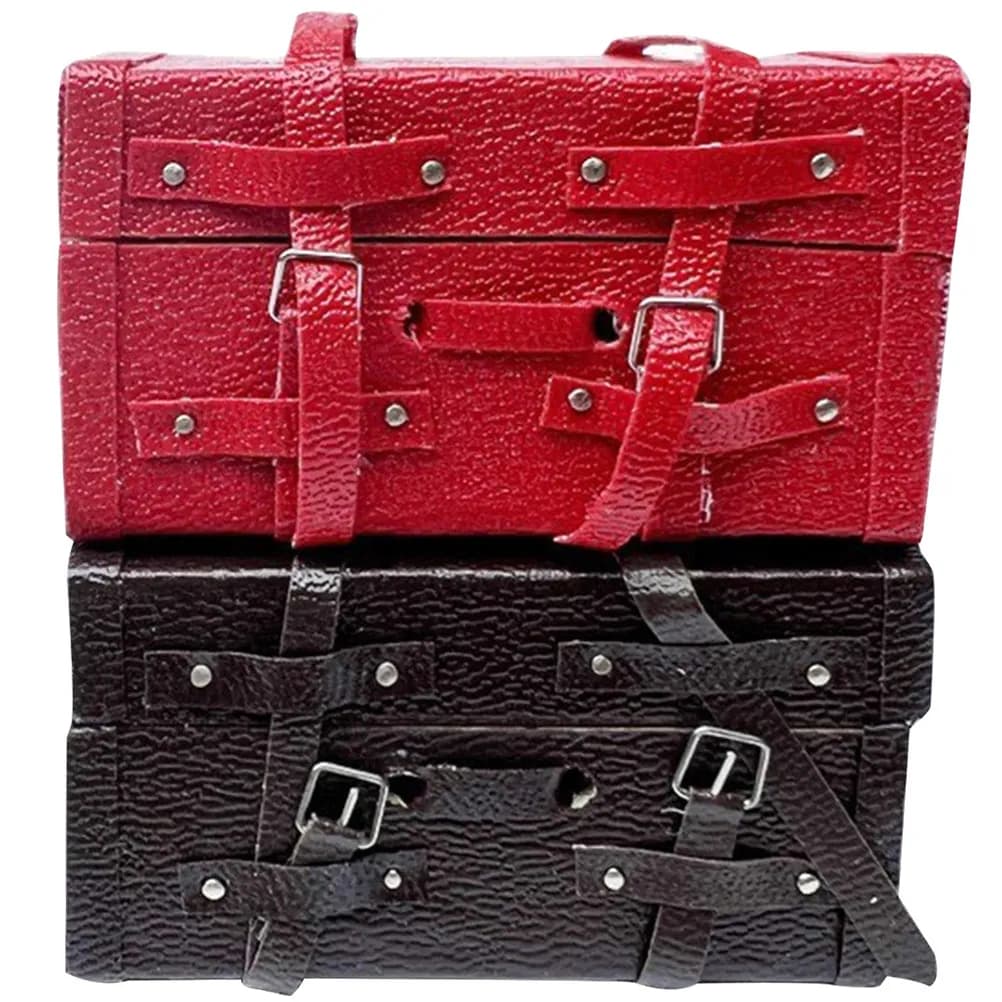 2 Pezzi Mini Valigia Vintage in Legno, Accessorio per Casa delle Bambole in Scala 1:12, Ornamento Bagaglio Miniatura