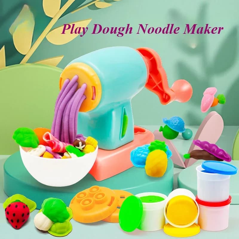 Modeling Clay Kitchen Playset Kids DIY Noodle Maker Non-Toxic Modeling Clay Role Play Toy Extrude Dough Mold Gifts for Children