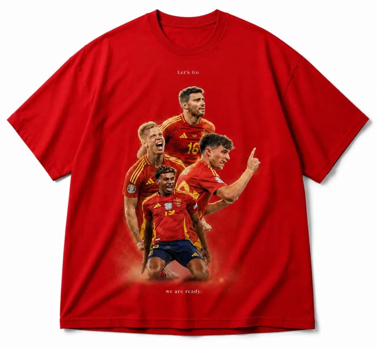 Spain National Football Team Star Players Group Portrait Graphic T Shirt Euro Championship Oversized Unisex Short Sleeve Tee