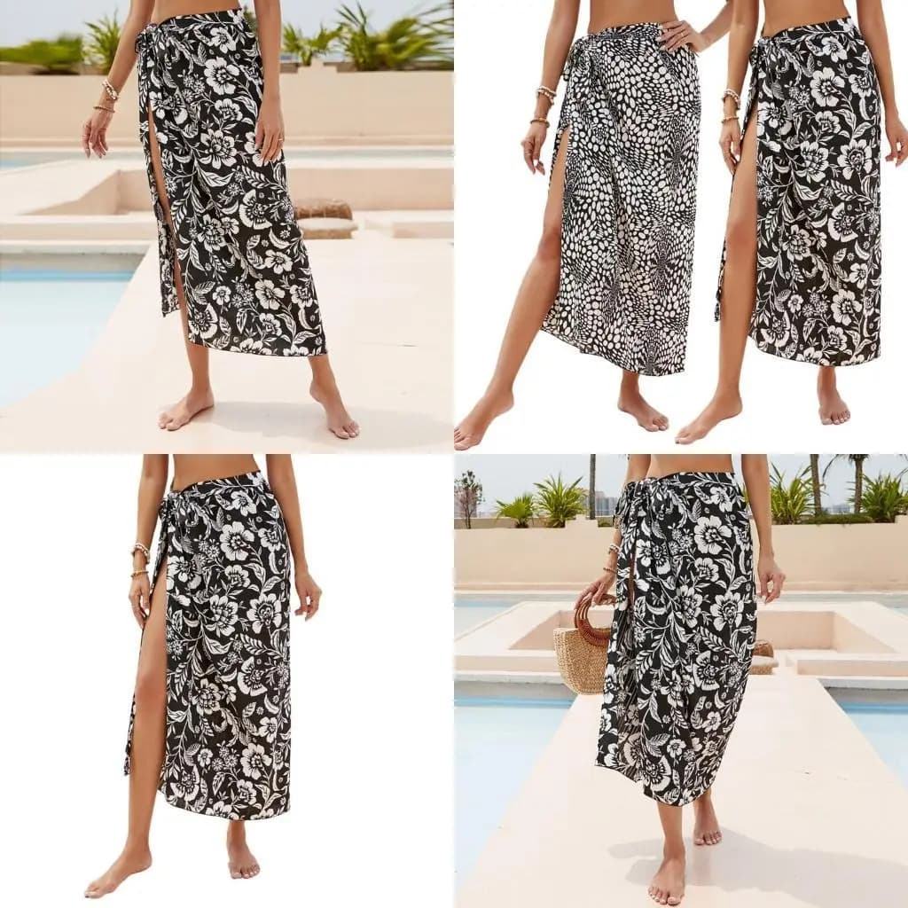 Y1uc Sarong-Swimsuit Coverup Wrap skirt for women printed sexy woman