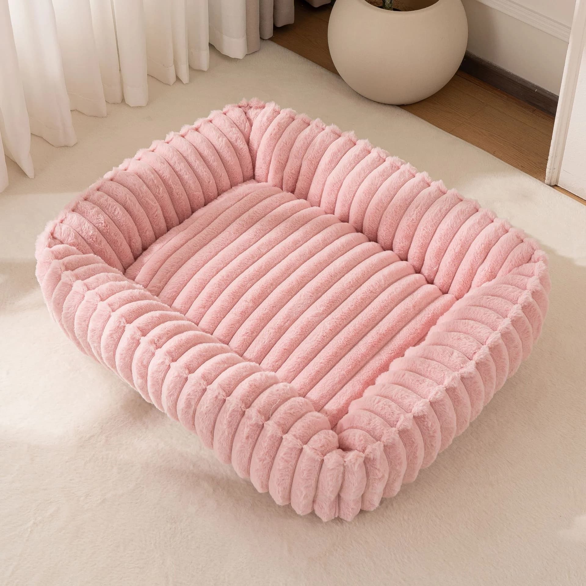 Rectangle Plush Bed For Dogs Winter Warm Zerbino Small Medium Animal Home Cat Bed for Cushion Puppy Sofacama Cat Bearing for Cats Animals Sofa Accessories