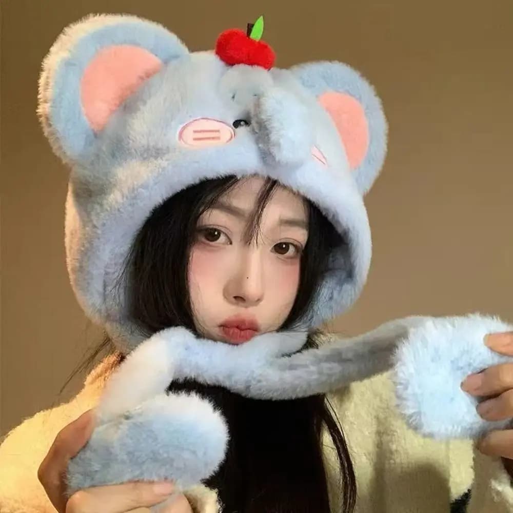 New Fashion Cute Fluffy Fur Protezione per le orecchie Cap Spessore antivento Cappello mongolo Cartoon Pecora Mantieni caldo Copricapo Moda donna