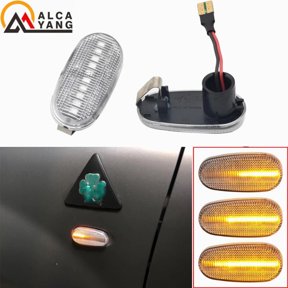 Luce Laterale LED per Indicatori di Direzione per Alfa Romeo Mito 147 GT 147 Pre-restyling e FIAT Bravo II con Lampeggiamento Sequenziale