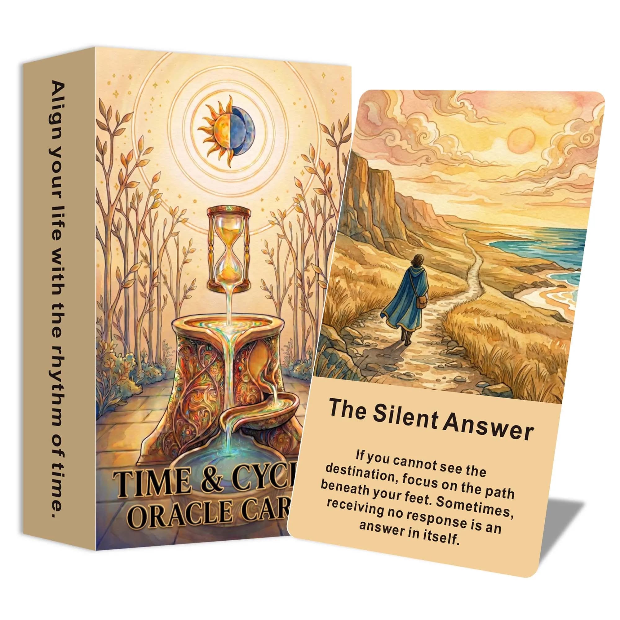 Time & Cycles Oracle Deck, 54 Time Theme Oracle Cards for Daily Guidance & Life Balance, Beginner Friendly，Tarot Cards, 14+