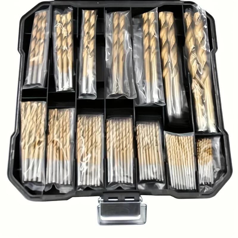 Set of 50 High Speed Steel Drill Tips Titanium Coating with Hexagonal Attack for Metal Drilling, Wood and Plastic