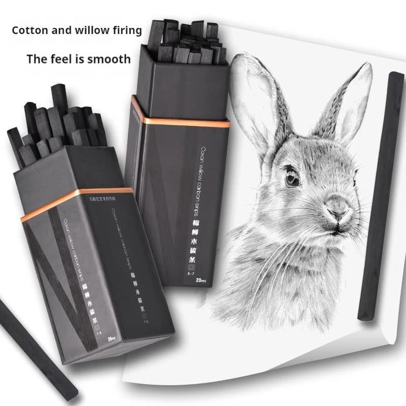 20/25Pcs NYONI Art Charcoal Sticks Willow Sketching Drawing Charcoal Bars Set 3-5/5-7/7-9 mm Dia Thging Beginner Art Supplies