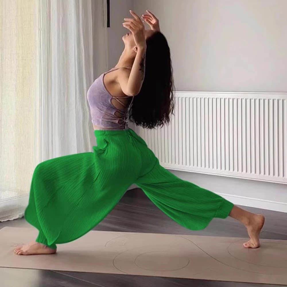 Pantaloni larghi da palestra per yoga Pantaloni svasati Abbigliamento donna Pantaloni sportivi slim a vita alta Pantaloni sportivi elastici per ragazze Leggings da danza moderna