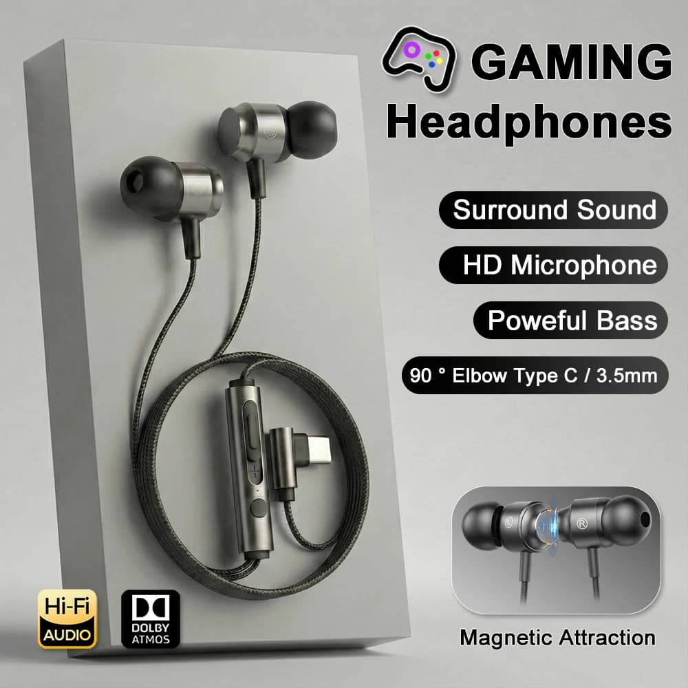 Type C Digital Chip Width Headphones 3.5mm HIFI Low Ear Headsets For Samsung Galaxy iPhone 17 Xiaomi 17 Auricolari
