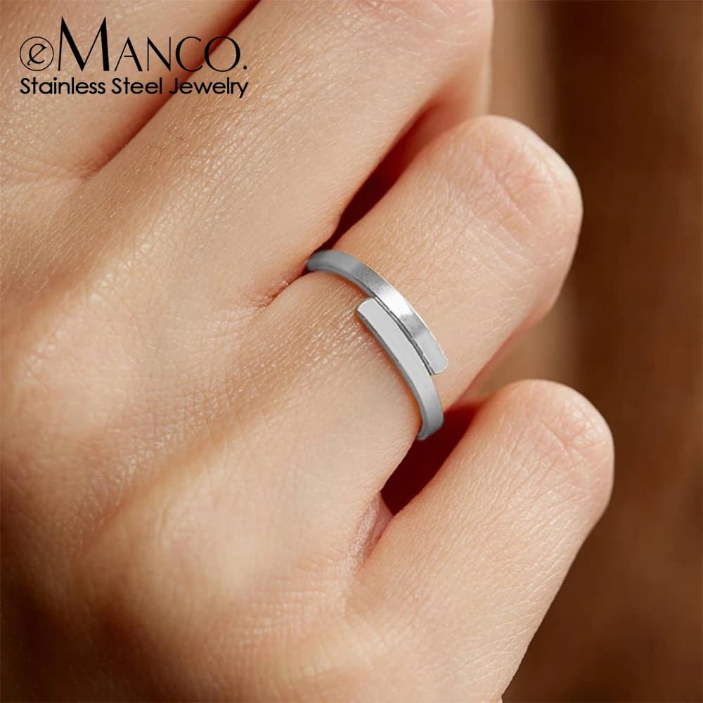 EManco Stainless Steel Jewelry Punk men's and women's accessories minimalist open ring plated gold wholesale