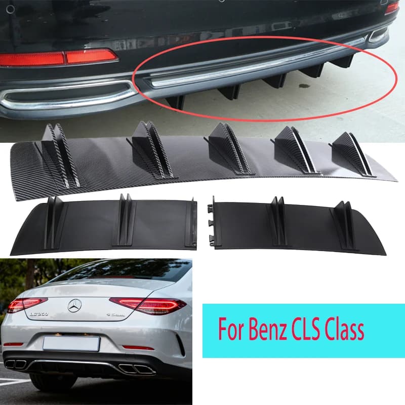 Per Mercedes Benz CLS Classe Auto Paraurti Posteriore Labbro ABS Doppia Ala Posteriore Shark Telaio Pinna Stile Curvo Paraurti Labbro Diffusore