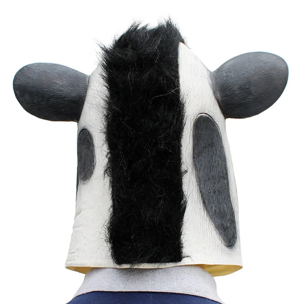 Halloween Cow Mask Adult Size Latex Animal Cosplay Mask Non Deforming Odorless Comfortable Full Face Cover Costume Party Prop