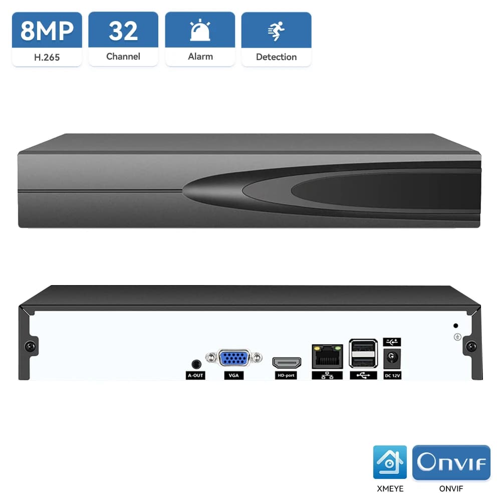 Videoregistratore di rete 4K 8MP 32CH/16CH/9CH CCTV NVR DVR XMeye ONVIF Face Detection Cloud P2P sistema di registrazione di sorveglianza domestica