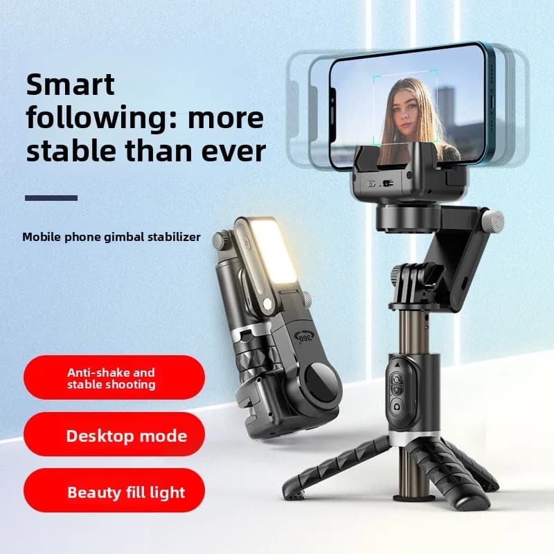 Stabilizzatore per cellulare con rilevamento intelligente del volto, anti-vibrazione, gimbal retrattile portatile, selfie stick, treppiede per live streaming.