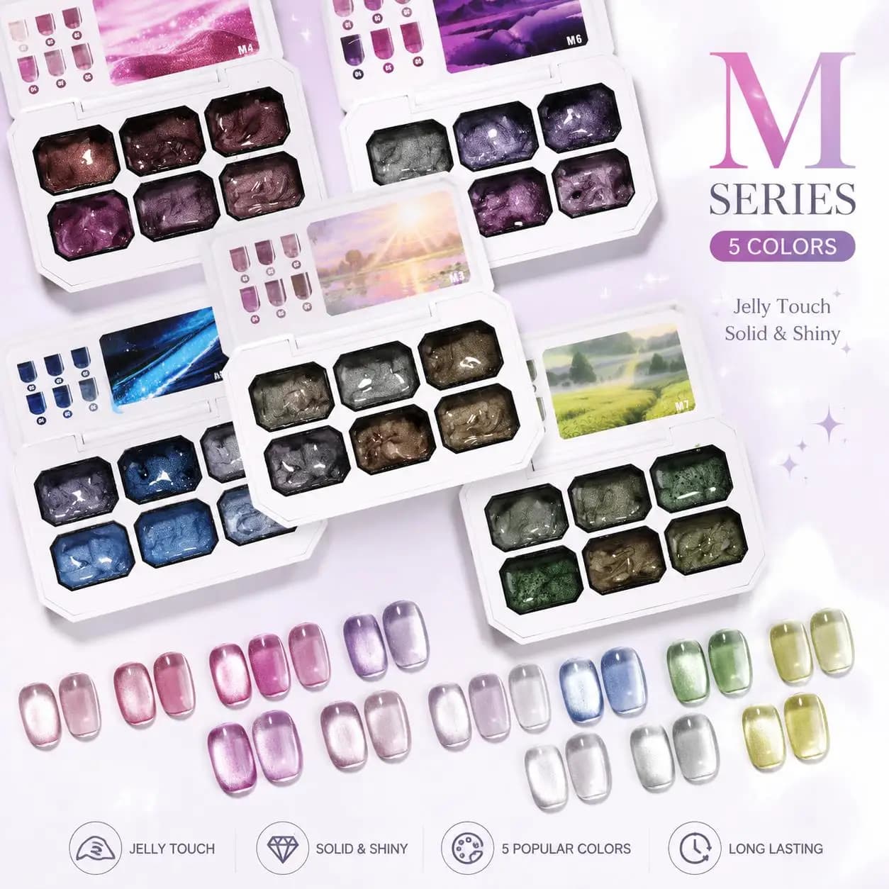 6 Colors Solid Cat Eye Gel Palette Non Stick Hand Pudding Cream Magnetic Gel Polish DIY Nail Art UV LED Soak Off Gel Set