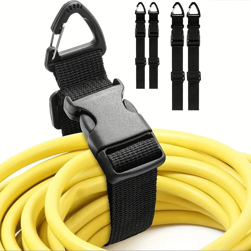 Set di 4 Cinghie di Fissaggio a 3 Assi da 45cm, Nere, Resistenti, per Gestione Cavi in Officina e Garage, Organizzatore Regolabile per Prolunghe