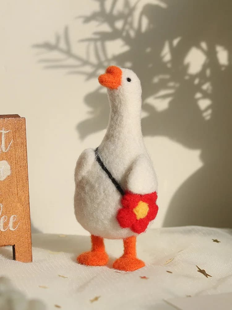 Kit di Materiali Fai-da-Te in Feltro di Lana per Portachiavi Artigianali, Bambole per Adulti, Regali Cuori di Cuore, Grande Oca, Kit di Cucito in Tessuto per la Casa