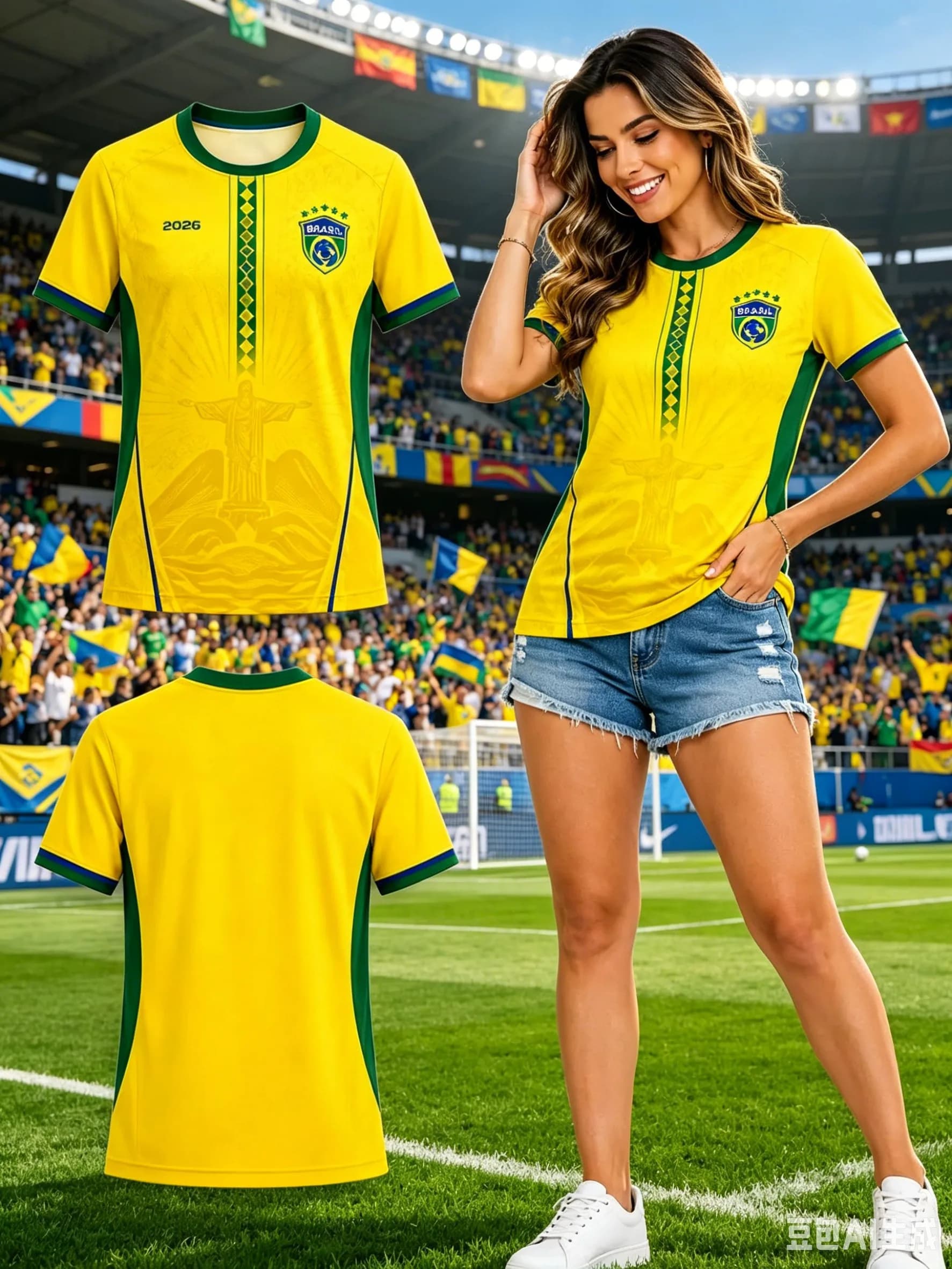 Maglia da Calcio Brasiliana Uomo Estate 2026 Nuova Collezione - T-shirt Sportiva Traspirante in Mesh per Tifosi - Regalo Uomo
