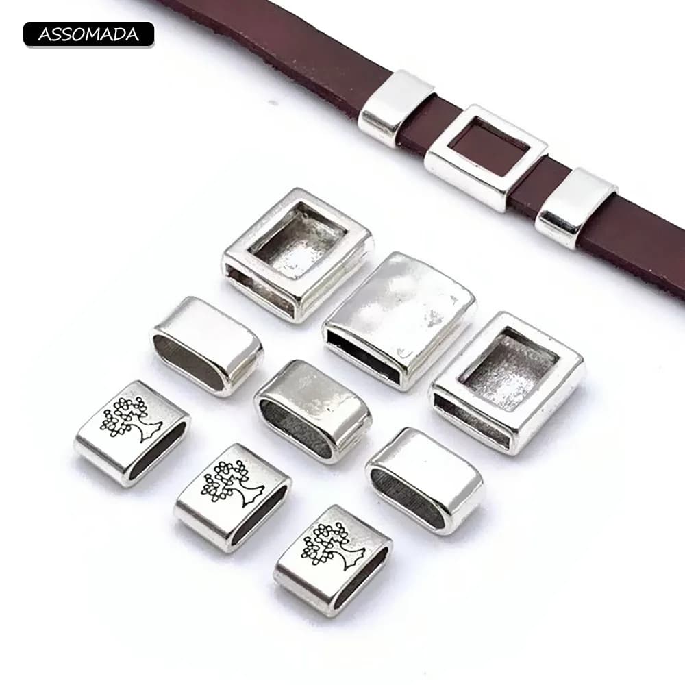 10 Piece Alloy Bracelet Ring for Leather Cord Ornament Connect Bracelet with Buckle Beads Accessories for creating DIY Jewelry