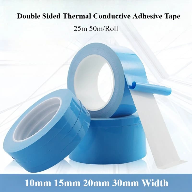25/50m Roll 10mm 15mm 20mm 30mm Width Transfer Tape Double Side Thermal Conductive Adhesive Tape for Chip PCB LED Strip Heatsink