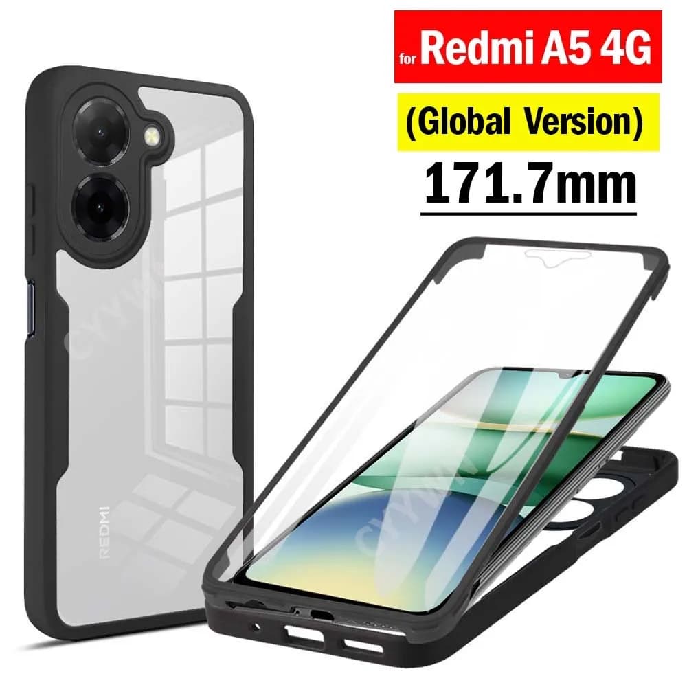Custodia trasparente per protezione schermo per tutto il corpo 360 per Redmi A5 4G Global 171mm Cover per telefono antiurto