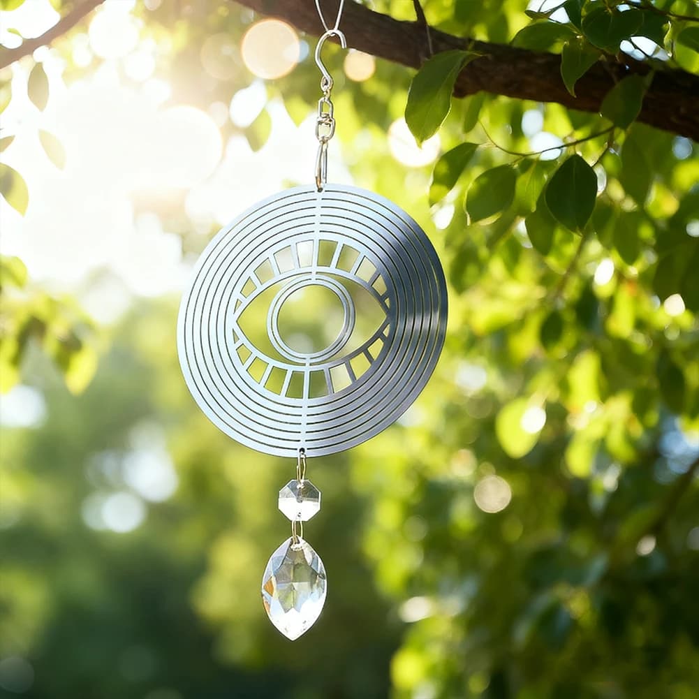 Garden Home Decoration Evil Eye Wind Chime Crystal Pendant Lucky Turkish Eye Blessing Protection 3D Flowing Hanging Gift