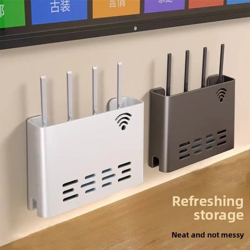 Wall router box, TV box organizer without drilling, metal storage solution for living room, without registered trademark