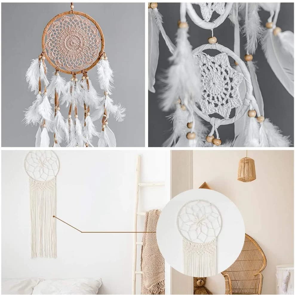 Wreath Rings,12 Pack 6 Sizes Wooden Bamboo Floral Hoop Wreath Macrame Craft Hoop Rings For DIY Dream Catcher-A21R