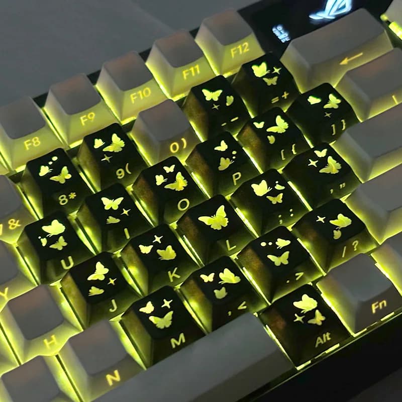 Popular love butterfly keycap 21-key original high side translucent magnetic axis mechanical keyboard DIY modified keycap