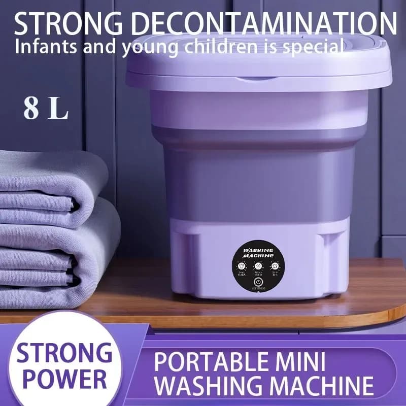 Portable 8L Mini Foldable Washing Machine Lightweight Efficient Spin Dryer for Socks Underwear Home Shop