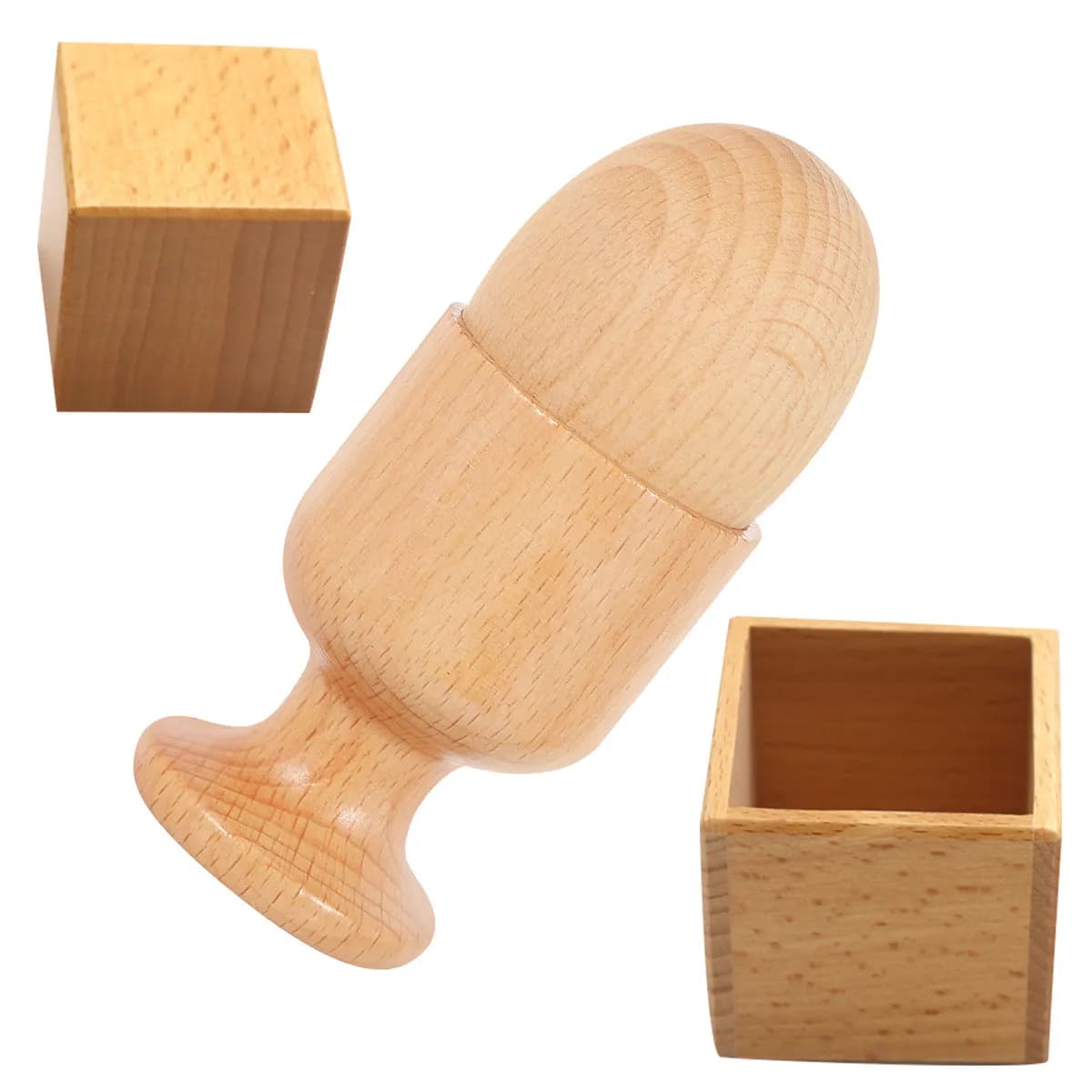 2 Set di Giochi Educativi in Legno per Coordinazione Occhio-Mano: Portauova e Set di Blocchi Quadrati per l'Allenamento Prescolare e il Gioco Sensoriale