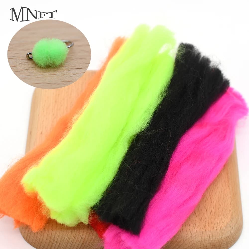 MNFT 2 confezioni di filato di uova fibra Baitfish Lure trota Slamon Glow Bug Fly leging materiale rosa giallo verde bianco nero rosso arancione colore