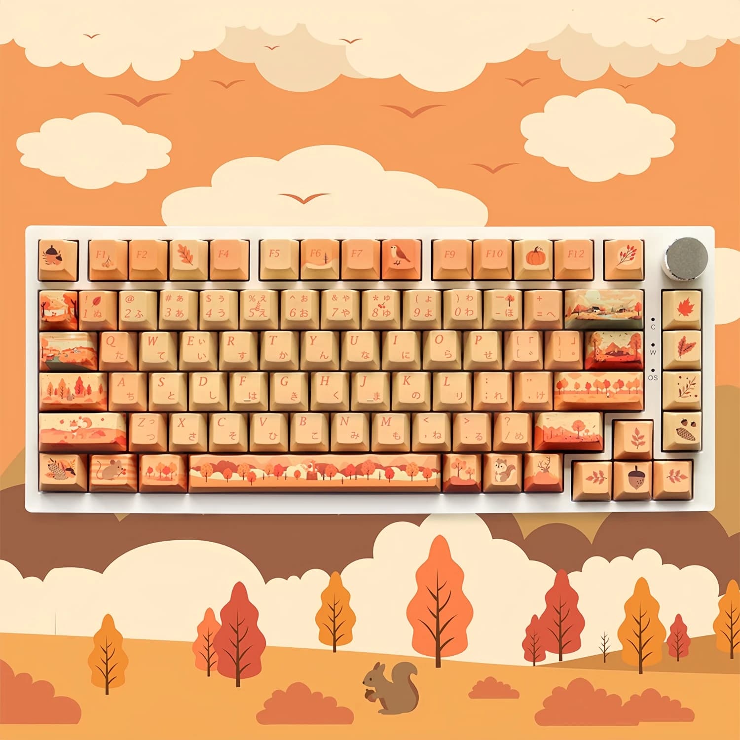 Bellissimi keycap personalizzati a tema storie autunnali, 130 tasti, materiale PBT, decorazione con caratteri giapponesi per tastiera meccanica
